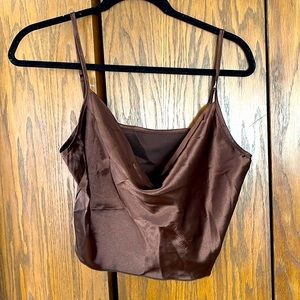 Brown satin tank top